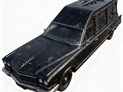 Gothic Horror Hearse 3D Model Low-poly 3D model