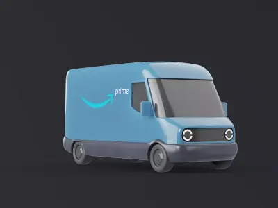 Amazon Delivery Van Minimalistic Low-poly 3D model