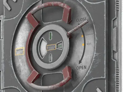 Circular Airlock Hatch With Lock Indicator Grey 3D model