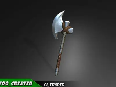 Modern Fantasy Game Axe 3D Model Low-poly 3D model