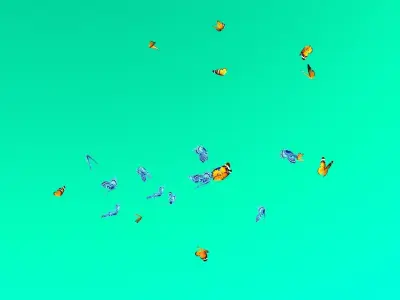 butterflies flying in air Low-poly 3D model