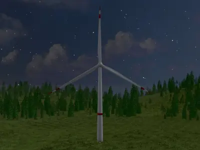 Wind turbine V1 H-115 DR-172 m Low-poly 3D model