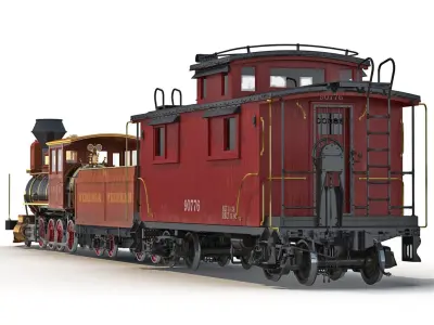 Steam Train and Caboose 3D model