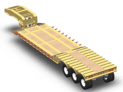 Low bed extensible semi trailer Free 3D model