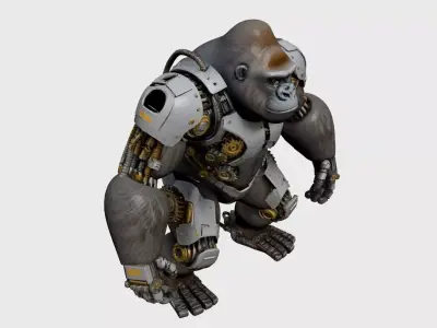 Mechanical Gorilla 3D Model  Sci-Fi Robotic Creature 3D model