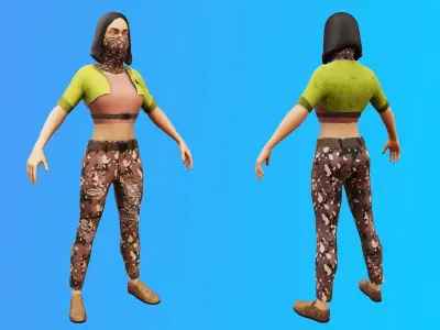 3D Female Terrorist Pack Game Ready AR VR Lowpoly Low-poly 3D model
