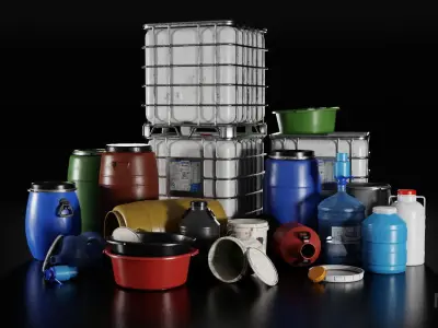 Plastic Containers Low-poly 3D model