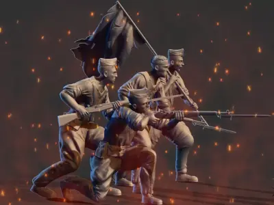  9 World War Two 3D figures printing 3D print model