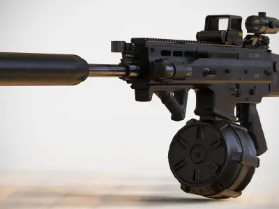 FN SCAR - H - LMG -  With Attachments - Highly Detailed - PBR Low-poly 3D model