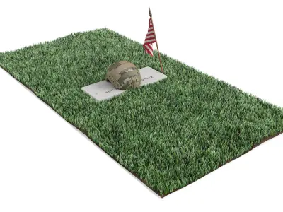 Soldier Grave with Helmet Fur 3D model