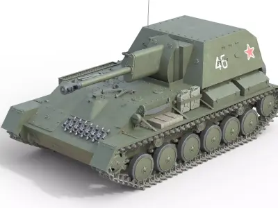 SU 76 Military Tank   Low-poly 3D model