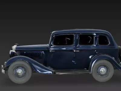 The Midnight Maverick Realistic Vintage Sedan 3D Model Low-poly 3D model