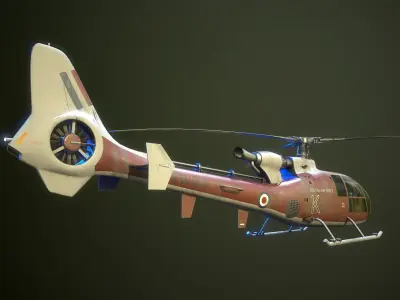 Helicopter SA340 Gazelle 3D model from CGTrader
