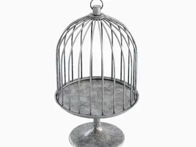 Metal Birdcage Set Low-poly 3D model