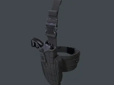 Holster With Gun Low-poly 3D model