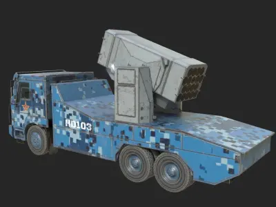 Chinese Navy HHQ10 HHQ-10 SURFACE-TO-AIR MISSILE SYSTEM Low-poly 3D model