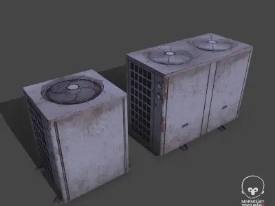 Pbr Air conditioner outdoor unit- Weathered Low-poly 3D model