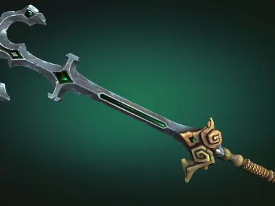 Coastal two handed sword Low-poly 3D model