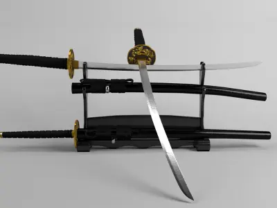 3D katana sword Low-poly 3D model
