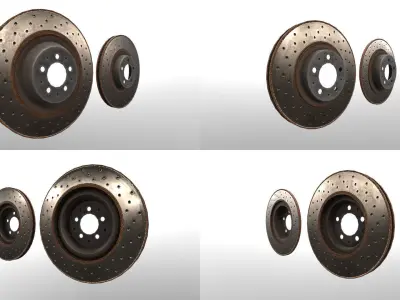 Dusty Brake Rotors x24 Free low-poly 3D model