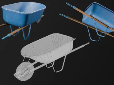 Wheelbarrow Pack Low-poly 3D model