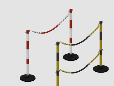 Colorful metal barriers Low-poly 3D model