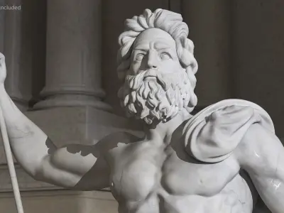 Poseidon Greek God Statue Marble 3D model