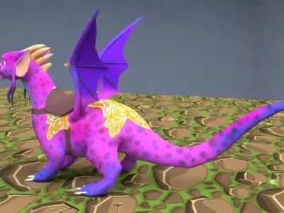 Stylized dragon for games Low-poly 3D model
