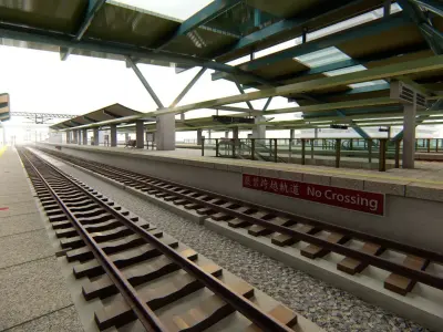Modern Elevated Metro Station  Detailed Train Station 3D model