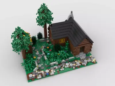 small medieval wooden house  3D model