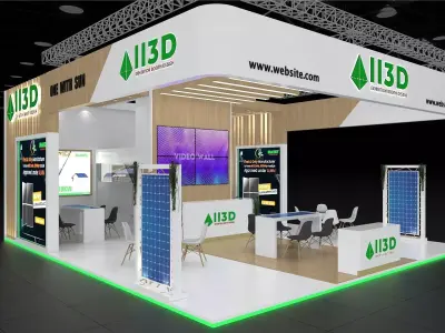 Exhibition Stand Stall Three Side Open 8X9 3D model