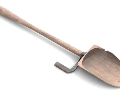 Ancient Wood Shovel Low-poly 3D model