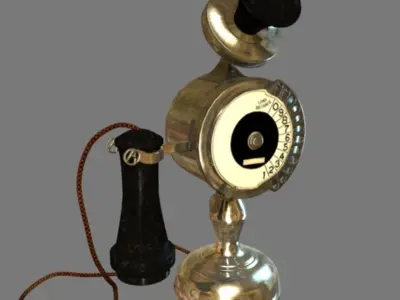vintage telephone Low-poly 3D model