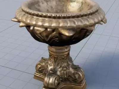 Golden Ornate Antique Bowl Low-poly 3D model