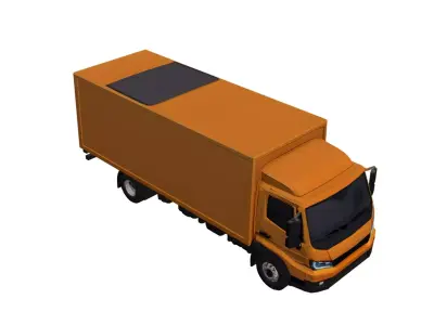 Low Poly Generic Box Truck Vehicle Model PBR Texture Low-poly 3D model