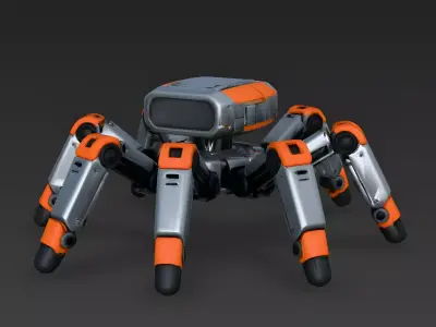 Stylized Sci-Fi Spider Hexapod Mech 3d model Low-poly 3D model
