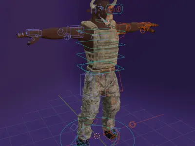 Stylized Bull Fully Rigged Face Full Body Fingers 3D model