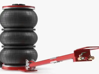 Compact Air Spring Vehicle Jack Red Rigged for Maya 3D model
