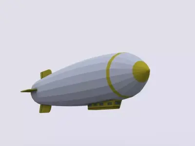zeppelin airship flying in sky Low-poly 3D model