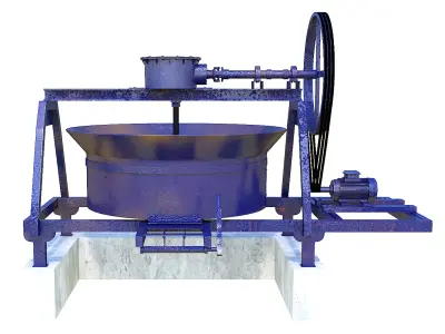 CONCRETE PAN MIXER WITH BLADES AND ROLLER 3D model
