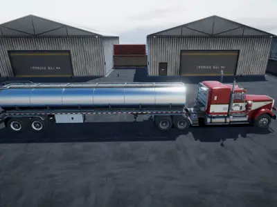 80s Semitruck Tanker unity asset Low-poly 3D model