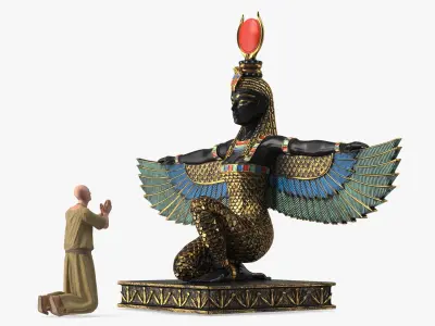 Ancient Priest Worships the Egyptian Goddess Isis 3D model