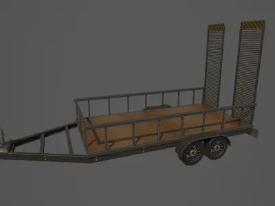 Car Trailer Low-poly 3D model