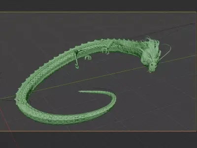 3d stylized green asian dragon model Blender Texture painted Low-poly 3D model