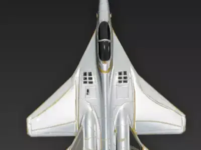 Luxury Stealth Fighter 3D Model Pristine Gold Warplane Low-poly 3D model