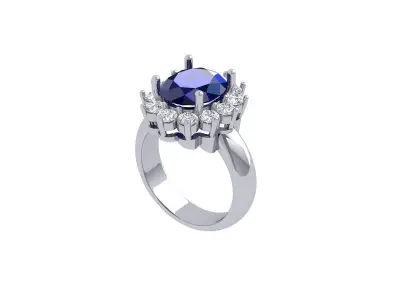 Oval Art Deco Ring 3D print model 13