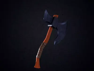 Styized Battle Axe - Game Ready PBR Low Poly Model Free low-poly 3D model