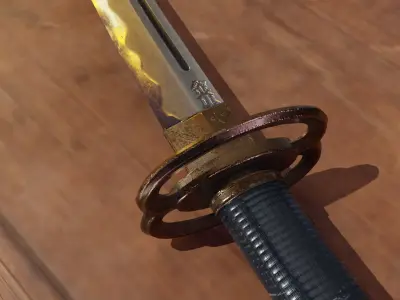 Kaneshige Japanese Katana - FBX 2K Low-poly 3D model