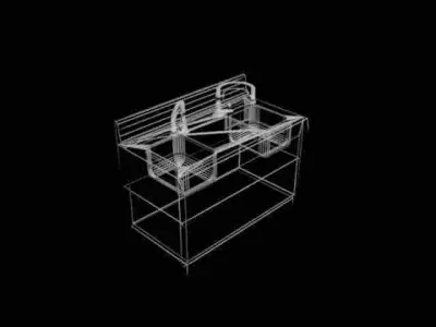 INDUSTRIAL KITCHEN WASHING DISHES UNIT 3D model