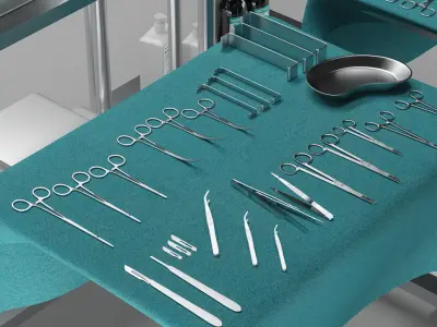 Surgical Instruments 3D Model Low-poly 3D model